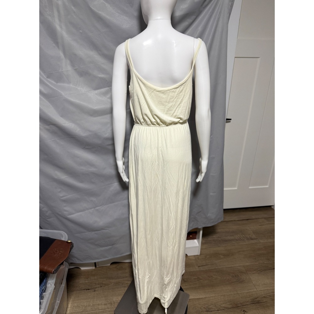 Boston Proper Women Cream Surplice Wrap V-Neck Spaghetti Strap Maxi Dress Small - Picture 2 of 5